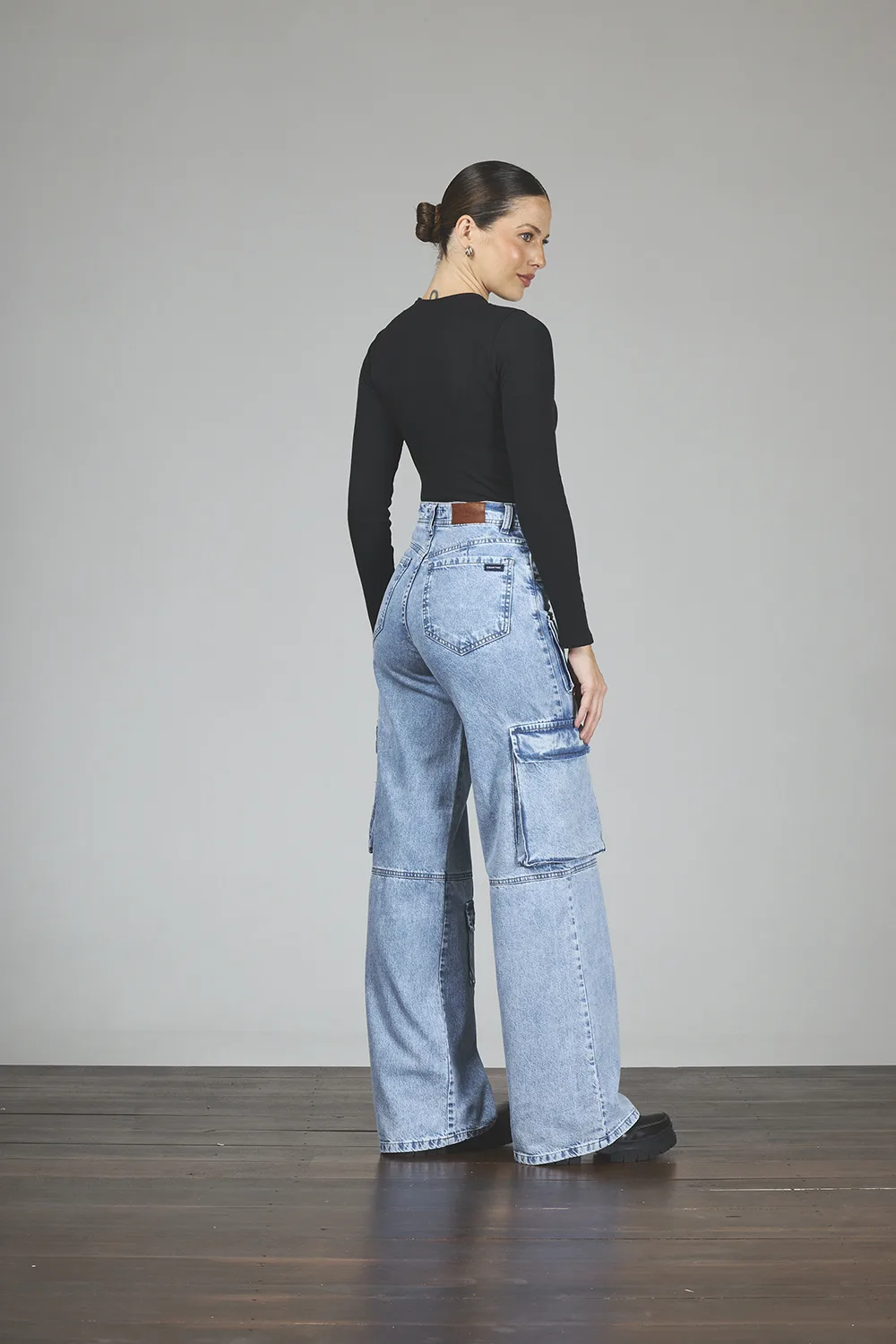 Alternative view of ART. 272 | WIDE LEG CARGO CELESTE BOLSILLO DELANTERO RÍGIDO