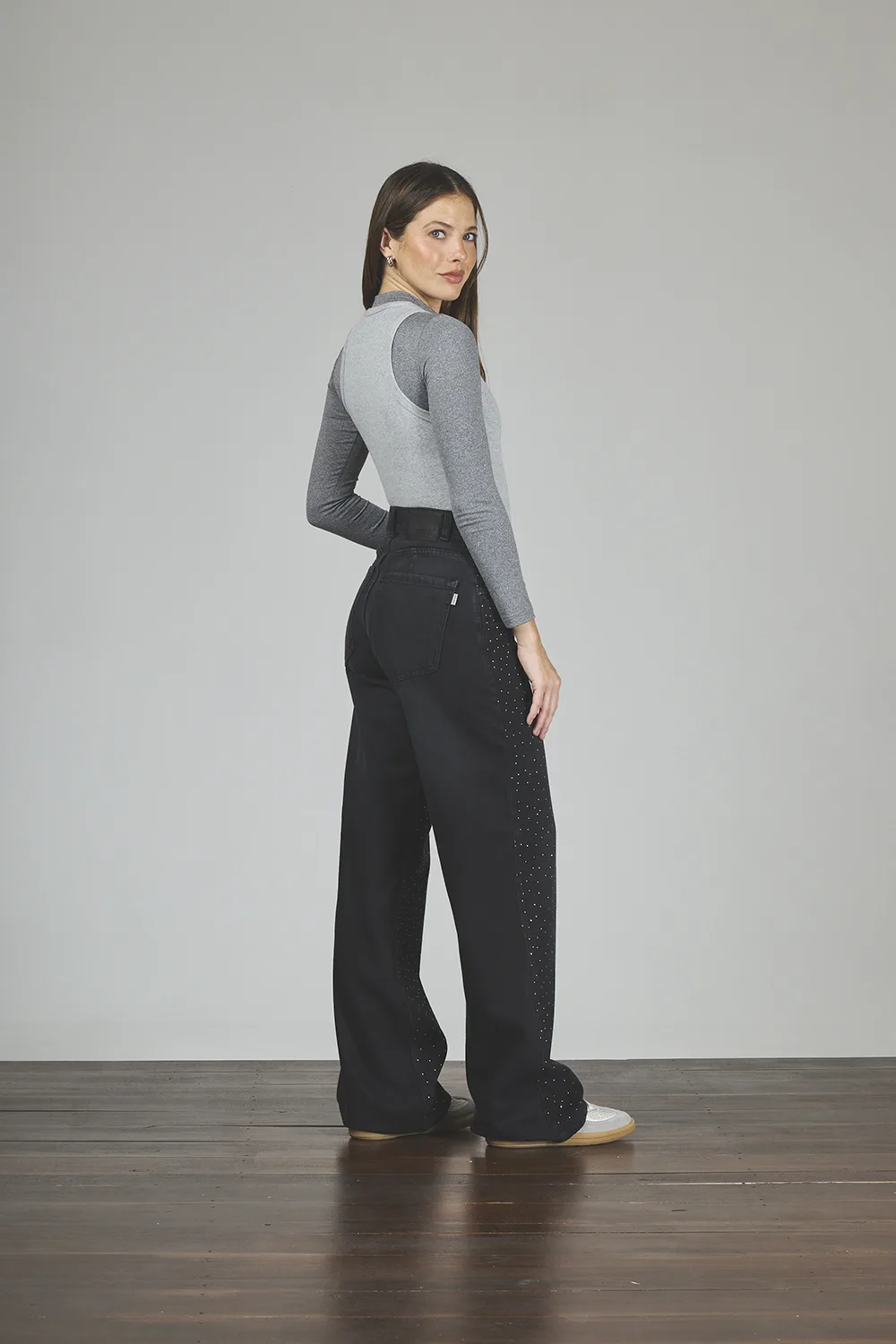 Alternative view of ART. 312 | WIDE LEG NEGRO CON STRASS RÍGIDO