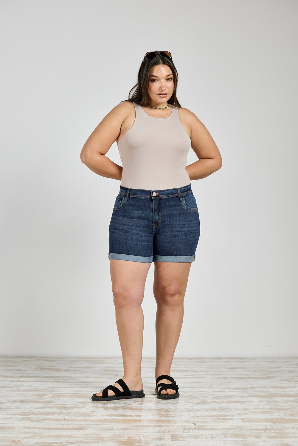ART. M-555 | SHORT AZUL CLÁSICO CON DOBLES ELASTIZADO