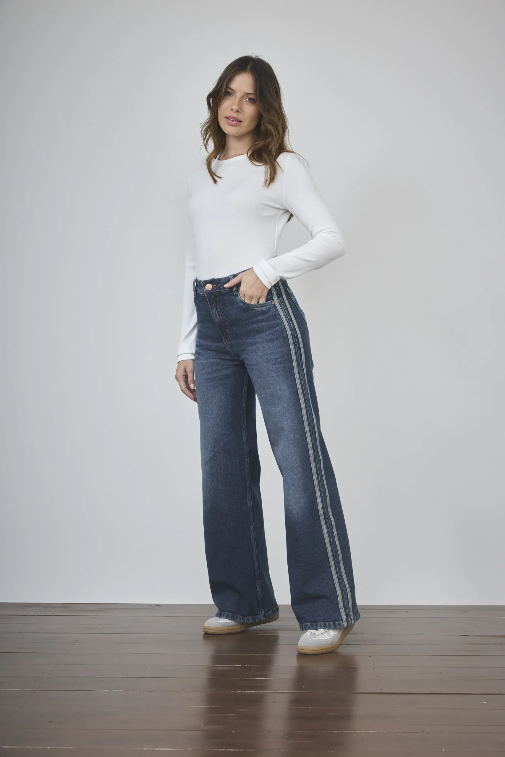 ART. 493 | WIDE LEG CON LINEAS VINTAGE BLUE ELASTIZADO