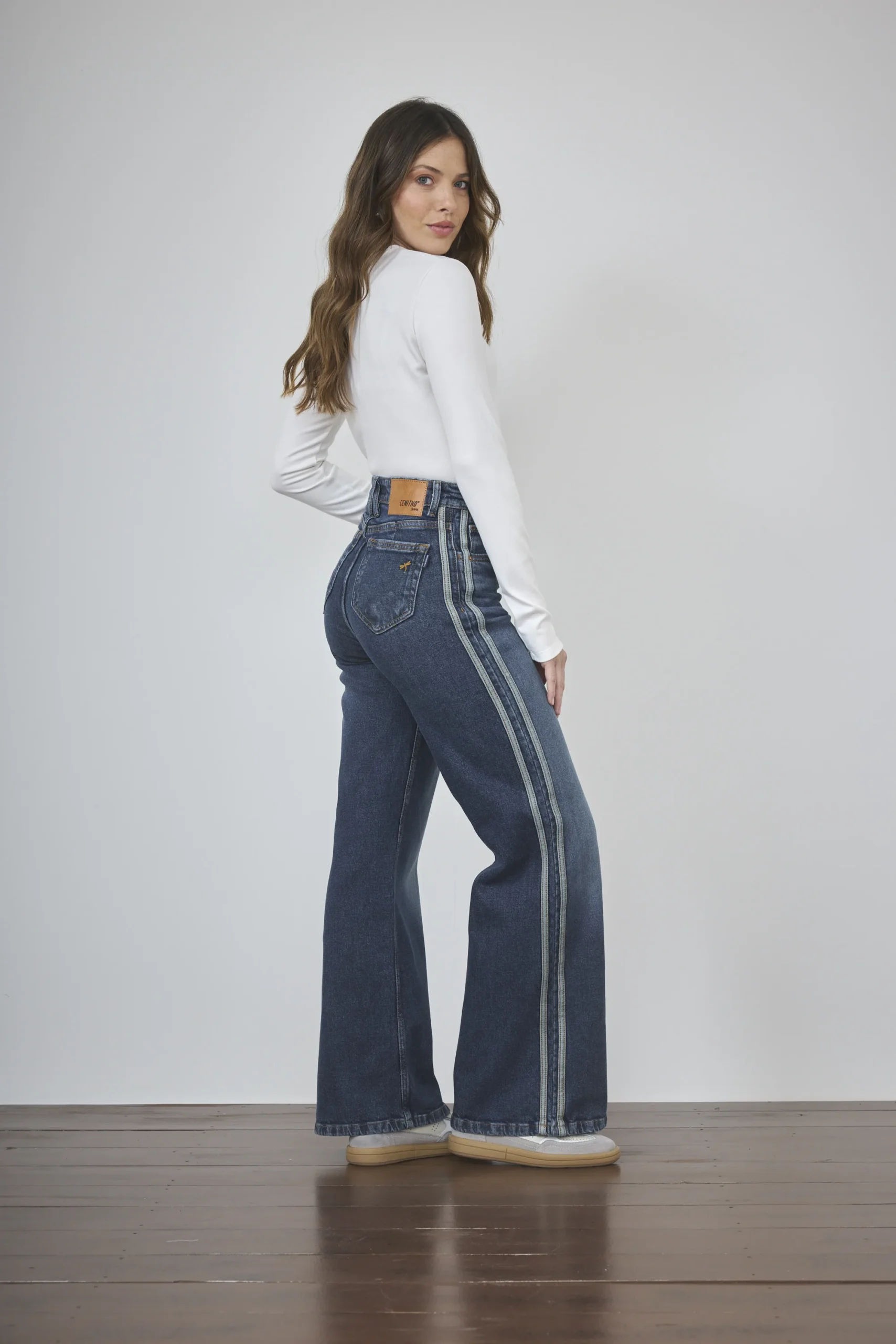 Alternative view of ART. 493 | WIDE LEG CON LINEAS VINTAGE BLUE ELASTIZADO